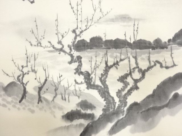 JAPANESE KIMONO / ANTIQUE NAGOYA OBI / SILK / SHIOZE / LAKESIDE SCENERY